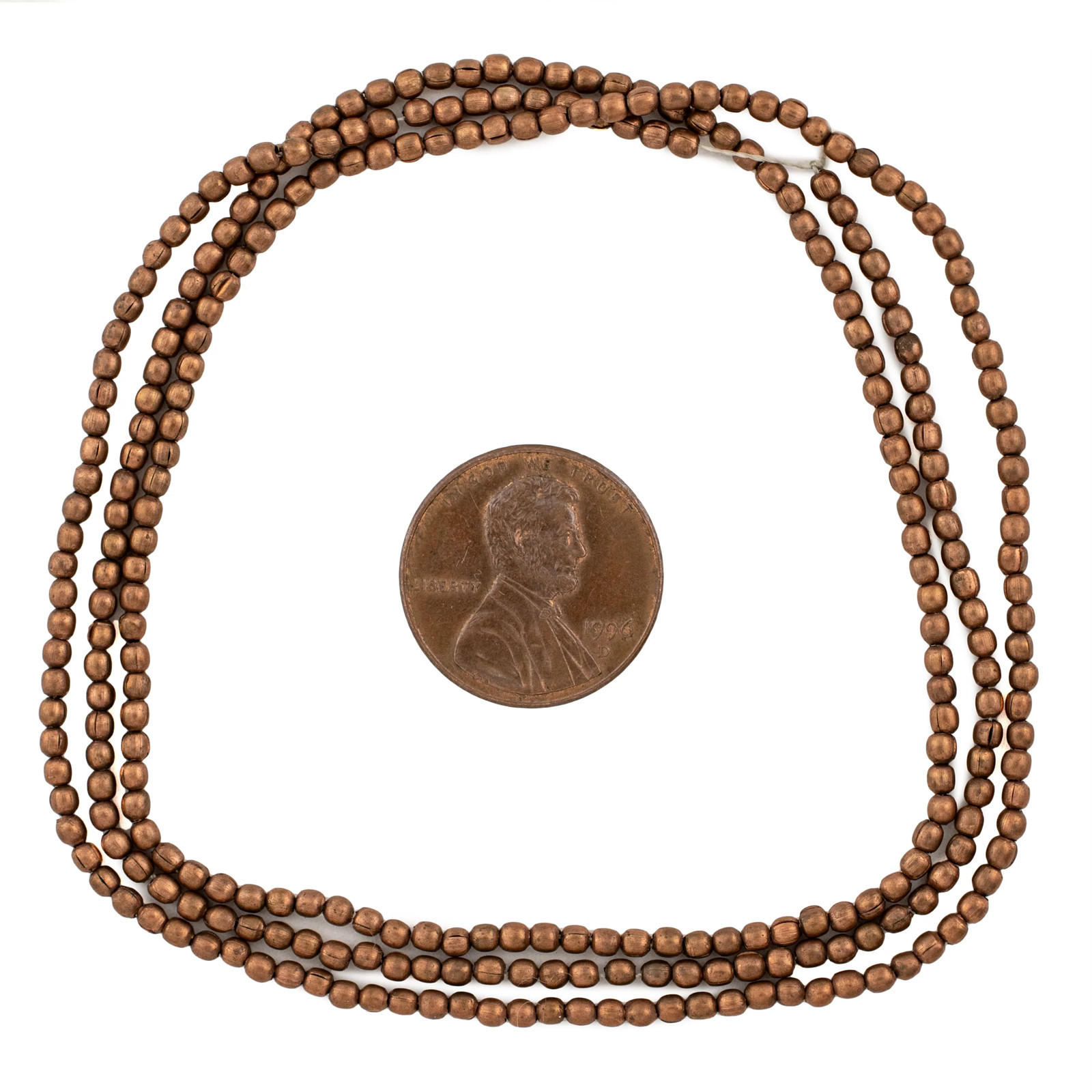 Copper Tiny Melon Beads 2mm Round 22 Inch Strand
