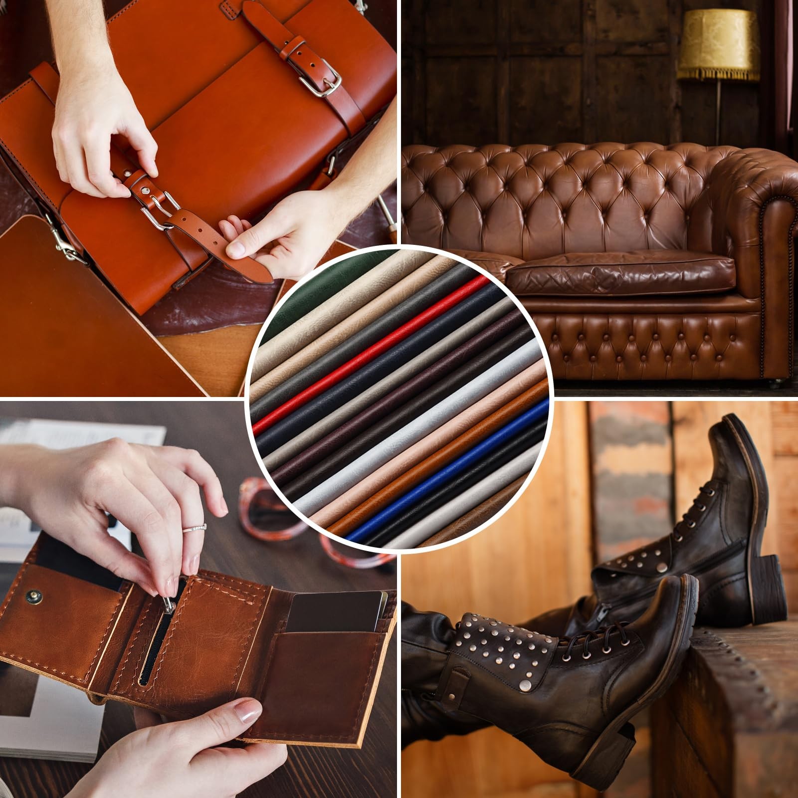 Faux Leather Fabric, Soft Synthetic PU Fabric Material, Thick Durable Synthet…