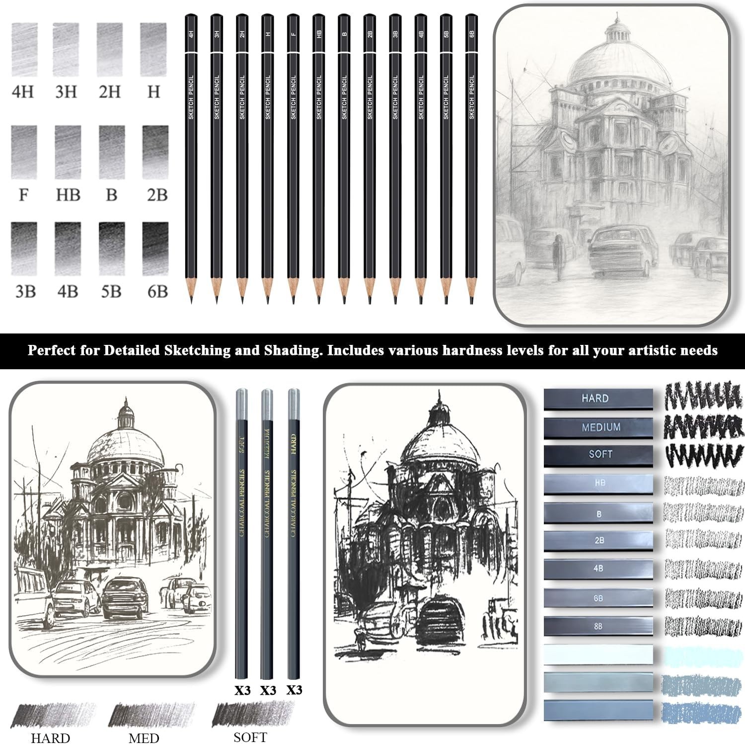 All-in-One Drawing Set: Sketch Book, Pencils & Blending Tools for All Ages