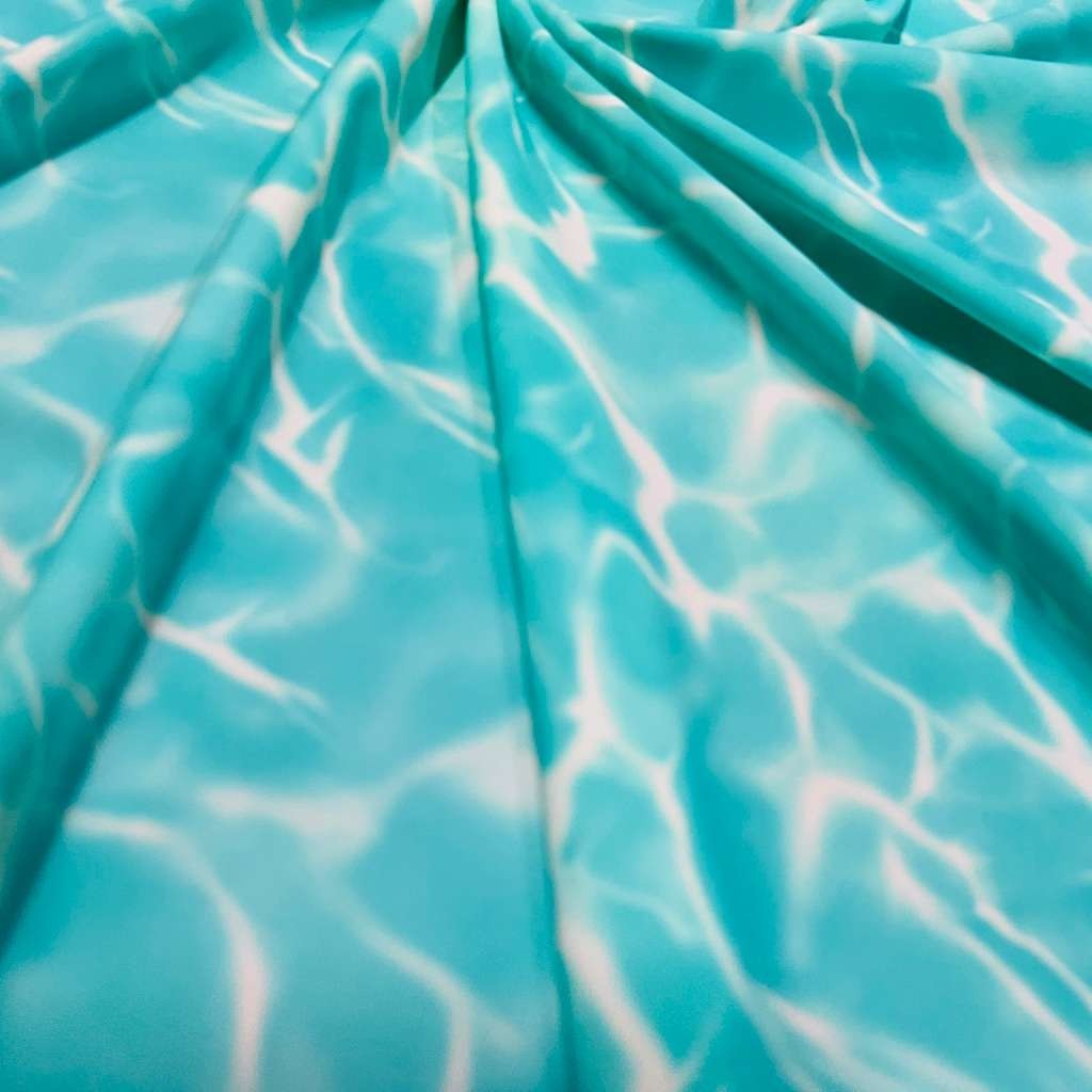 Abstract Water Waves print Spandex Fabric 4 Way Stretch By Yard for swimwear