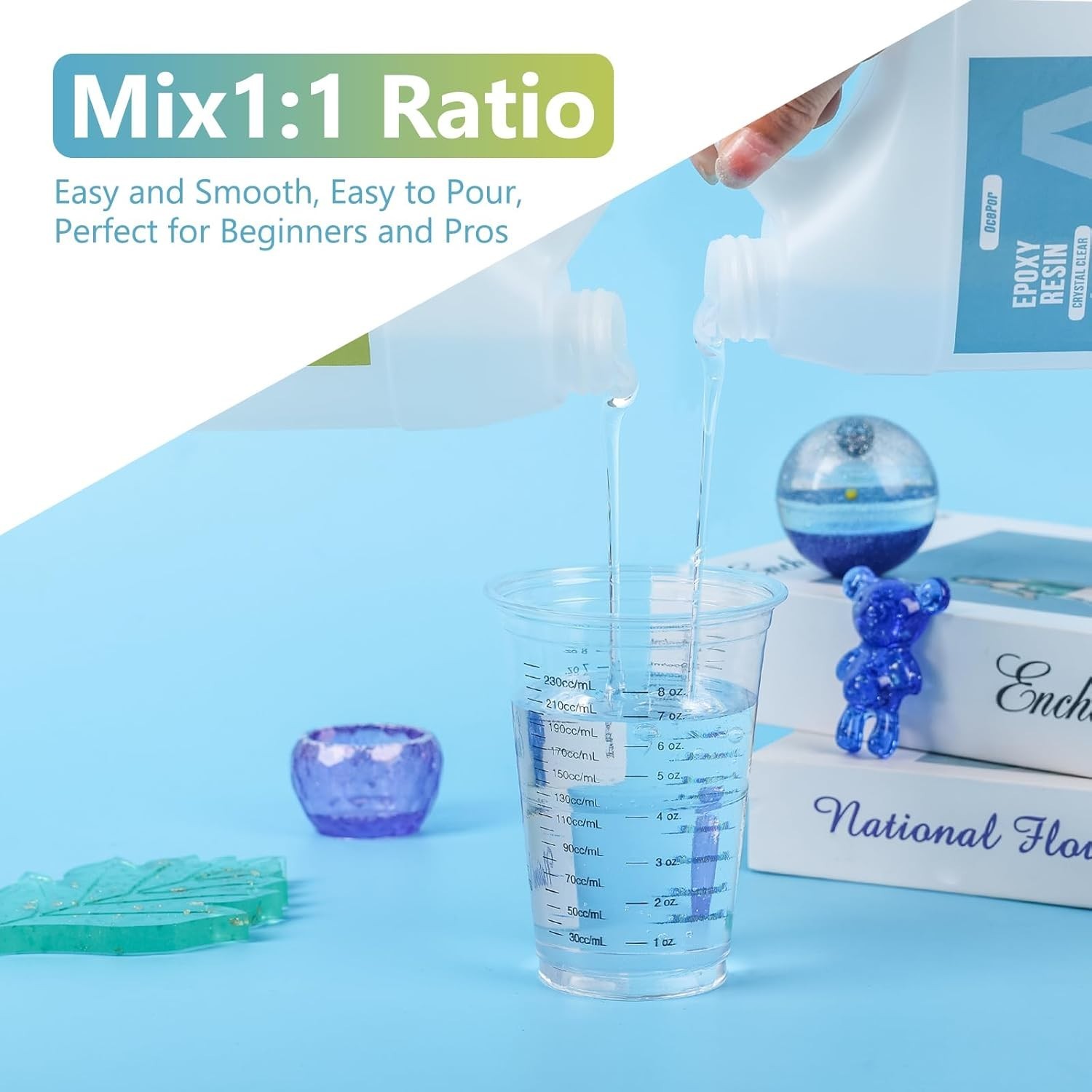 Epoxy Resin 1 Gal, Crystal Clear Epoxy Resin Kit, No Yellowing No Bubble Easy