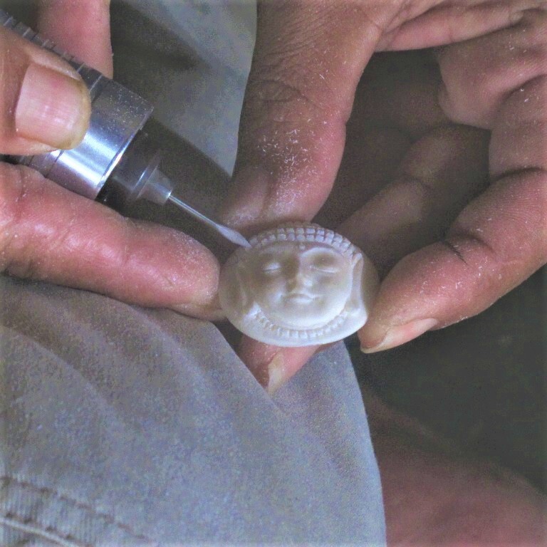 MS Artisan Carved Bone Cabochon Wide Slim Face 10x25mm Bali Indonesia