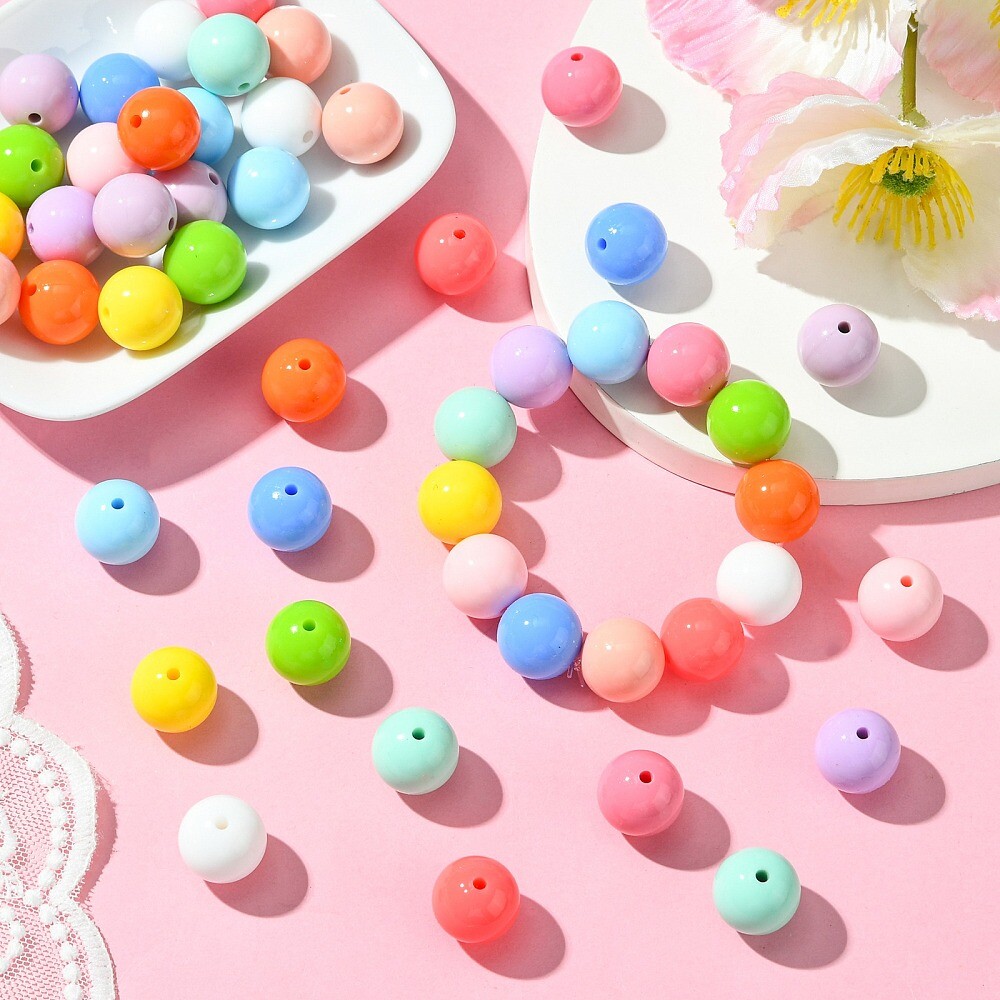 50x Silicone Round Focal Bubblegum Spacer Beads for DIY Lanyard Jewelry Making