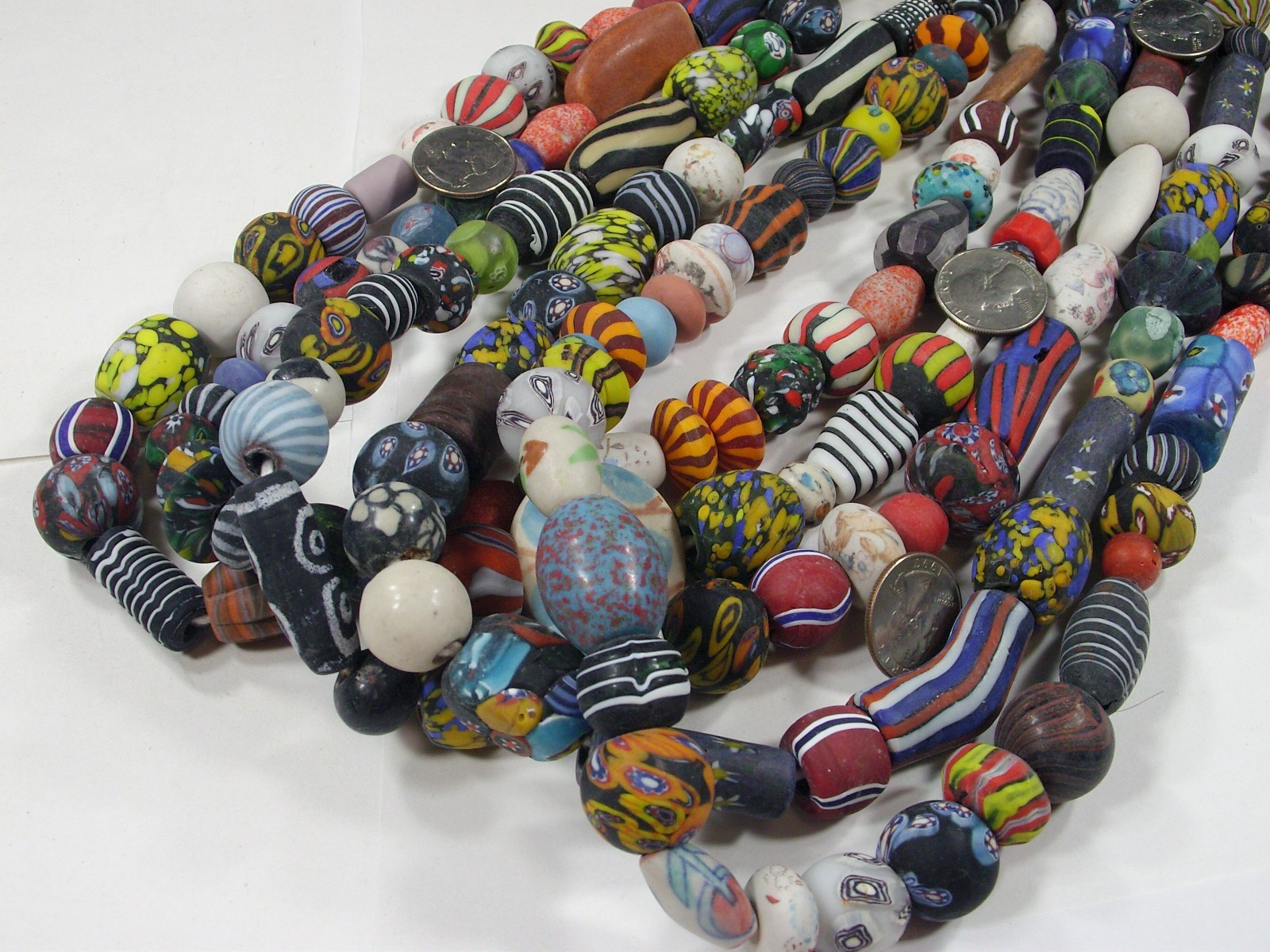 4 Strands 24″ India Handmade 2nd Quality Replica African Trade Beads (PO-9) ⭐