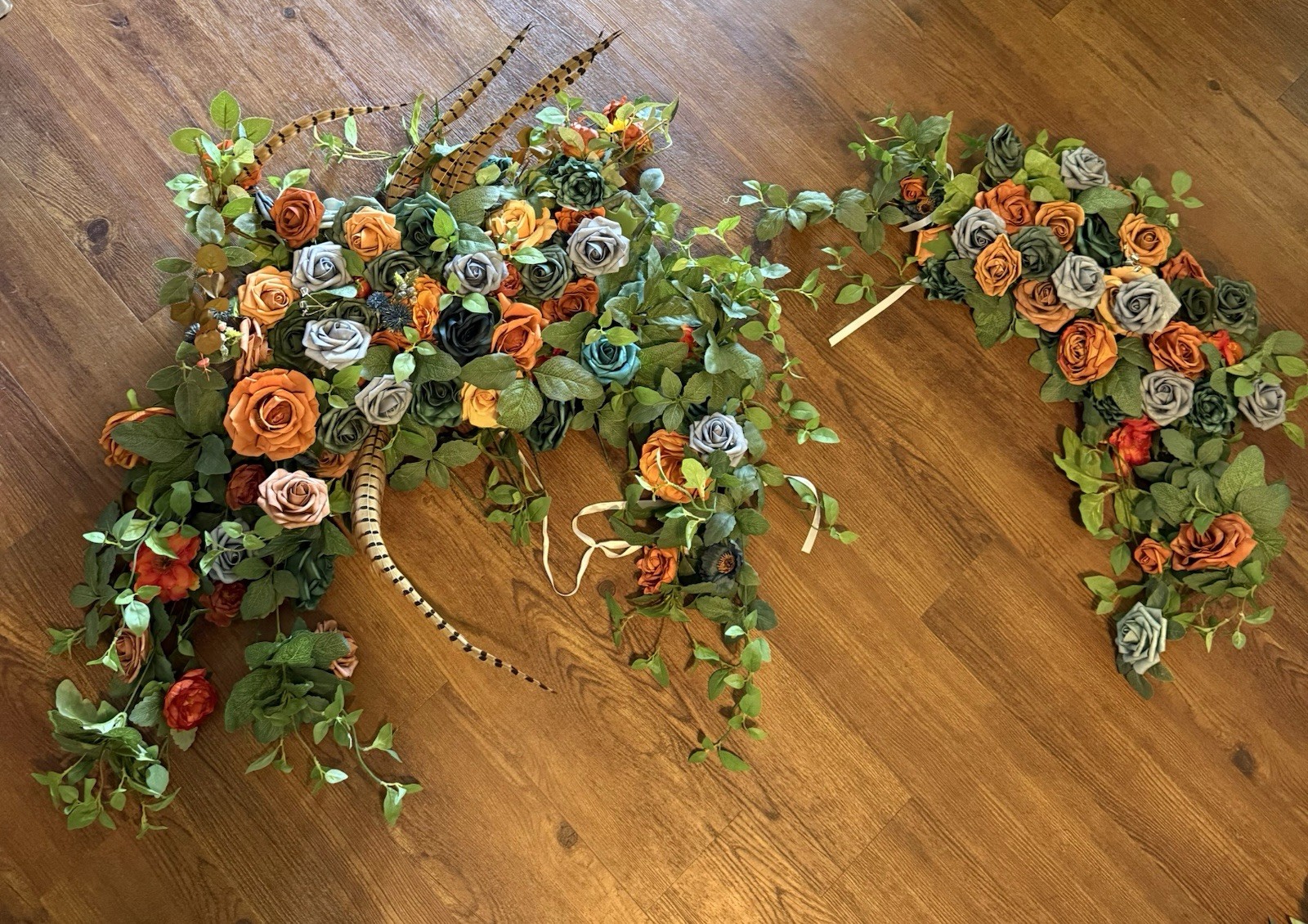Lot of Artificial Fabric Rose Flowers & Greenery, Mixed Colors, Garland Pieces
