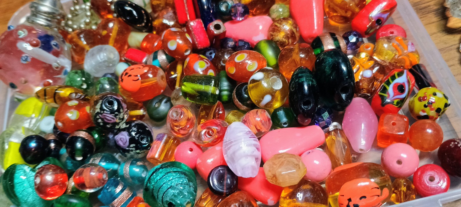 Assorted VTG Glass Beads 200+ Textures Shapes Colors for Crafting in VGC
