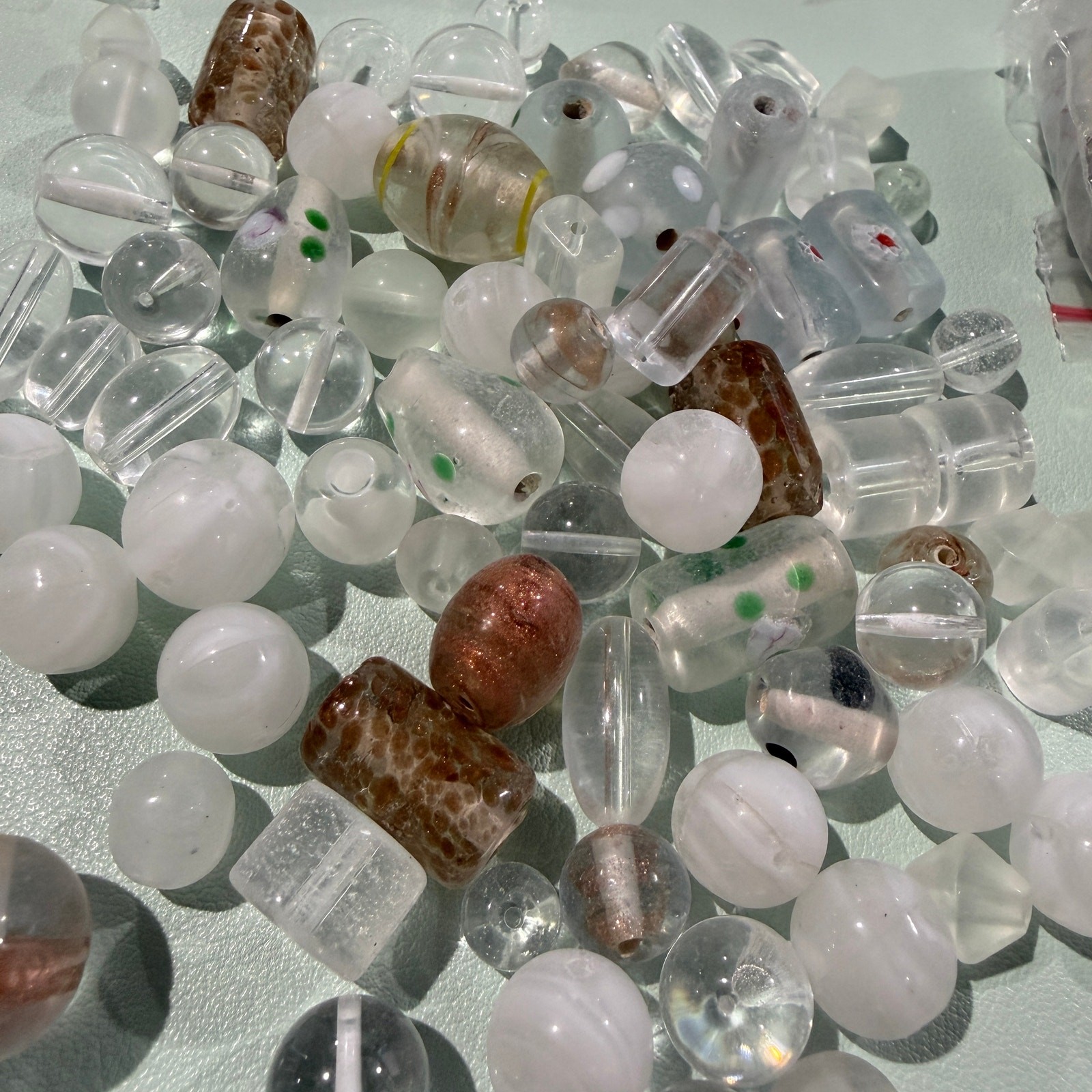 Bead mix, 5 Bags, Lampworked Glass, Crystal and White Beads, 7x4mm-14x11mm