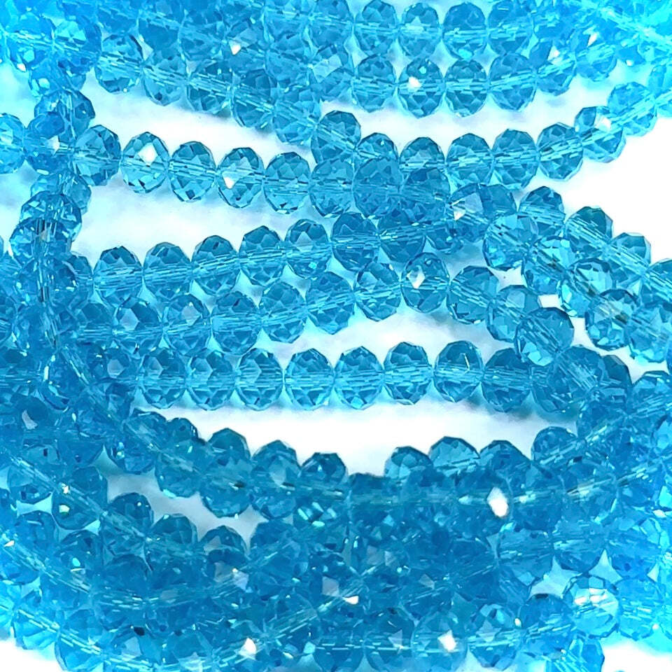 Mach.Cut Faceted Doughnut Rondelle Spacer Beads 8x6mm Aquamarine blue 50pcs J706