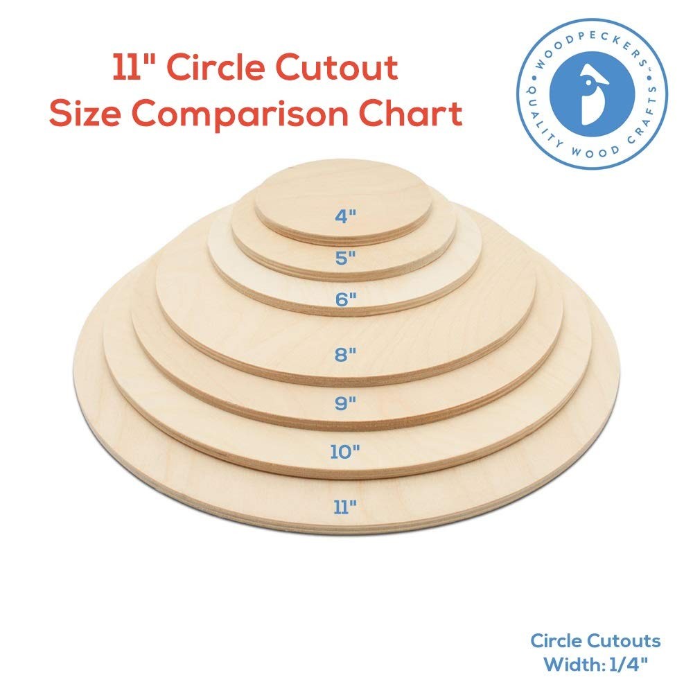 Wood Circles 11 inch, 1/4 Inch Thick, Birch Plywood Discs, Pack of 3 Unfinish…