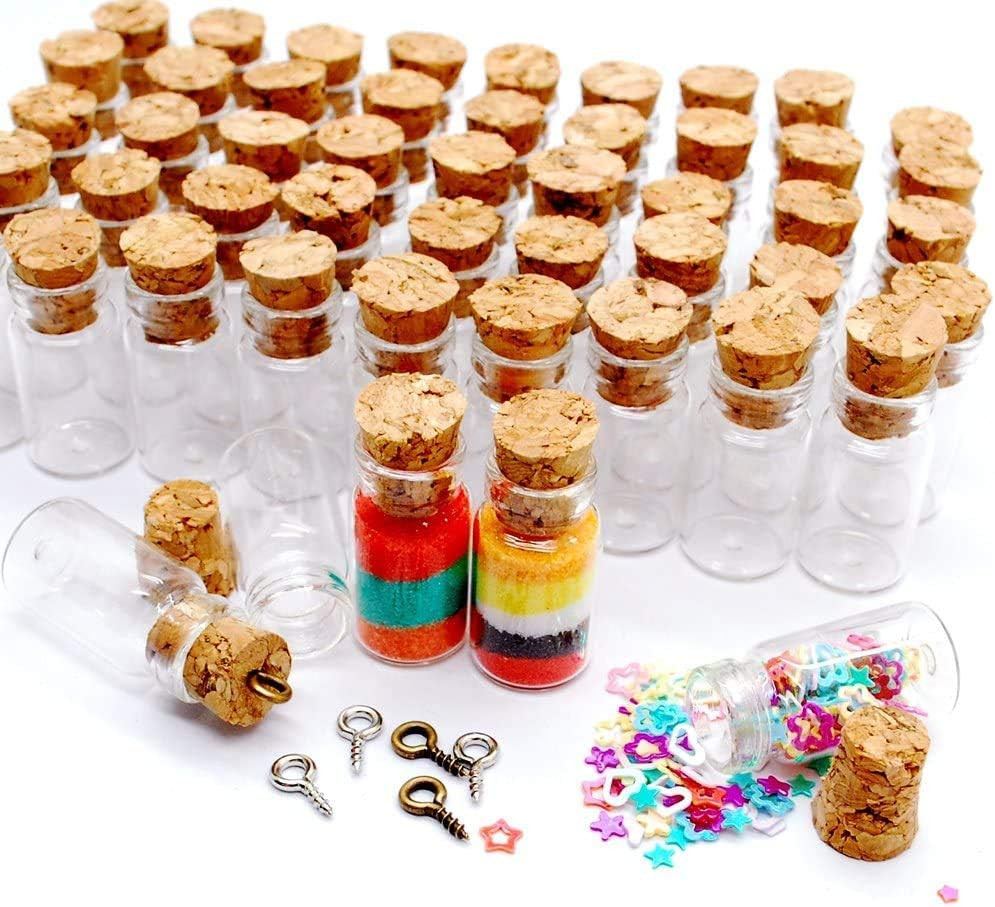 0.5ML Cork Bottles Vials Clear Glass Bottles Mini Tiny Jars Bottles With Corks M