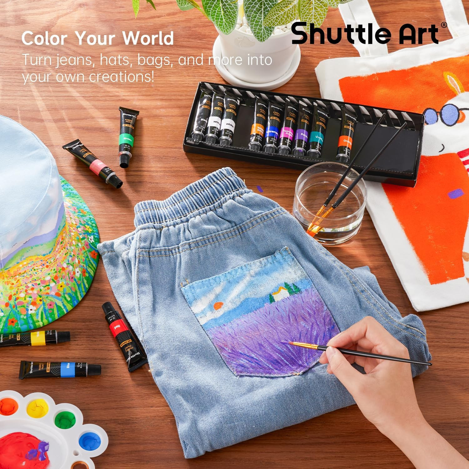 Fabric Paint Set 15 Colors Textile Paint Permanent Clothes T-Shirt Canvas Shoe