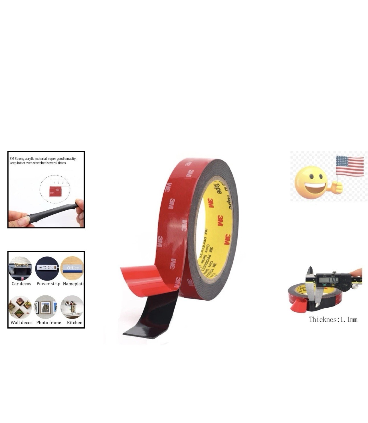 Double Sided, 16.4FT Length, 0.94 Inch, Tape Heavy Duty 3M, Waterproof Foam Tape