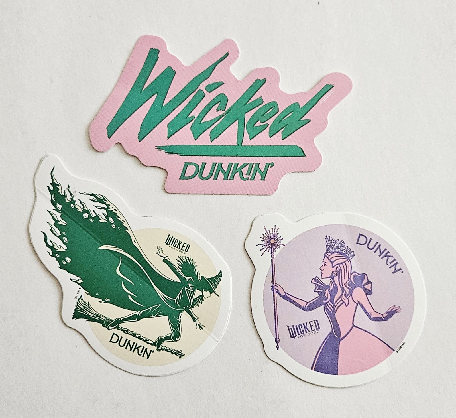 Dunkin’ Donuts Wicked Stickers SET Wicked Glinda Elphaba Witch Nov 2025 Release