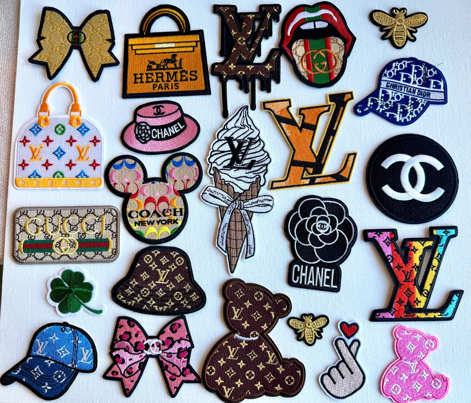 Iron-On Patch bear hat bag flower Designer Logo embroidered
