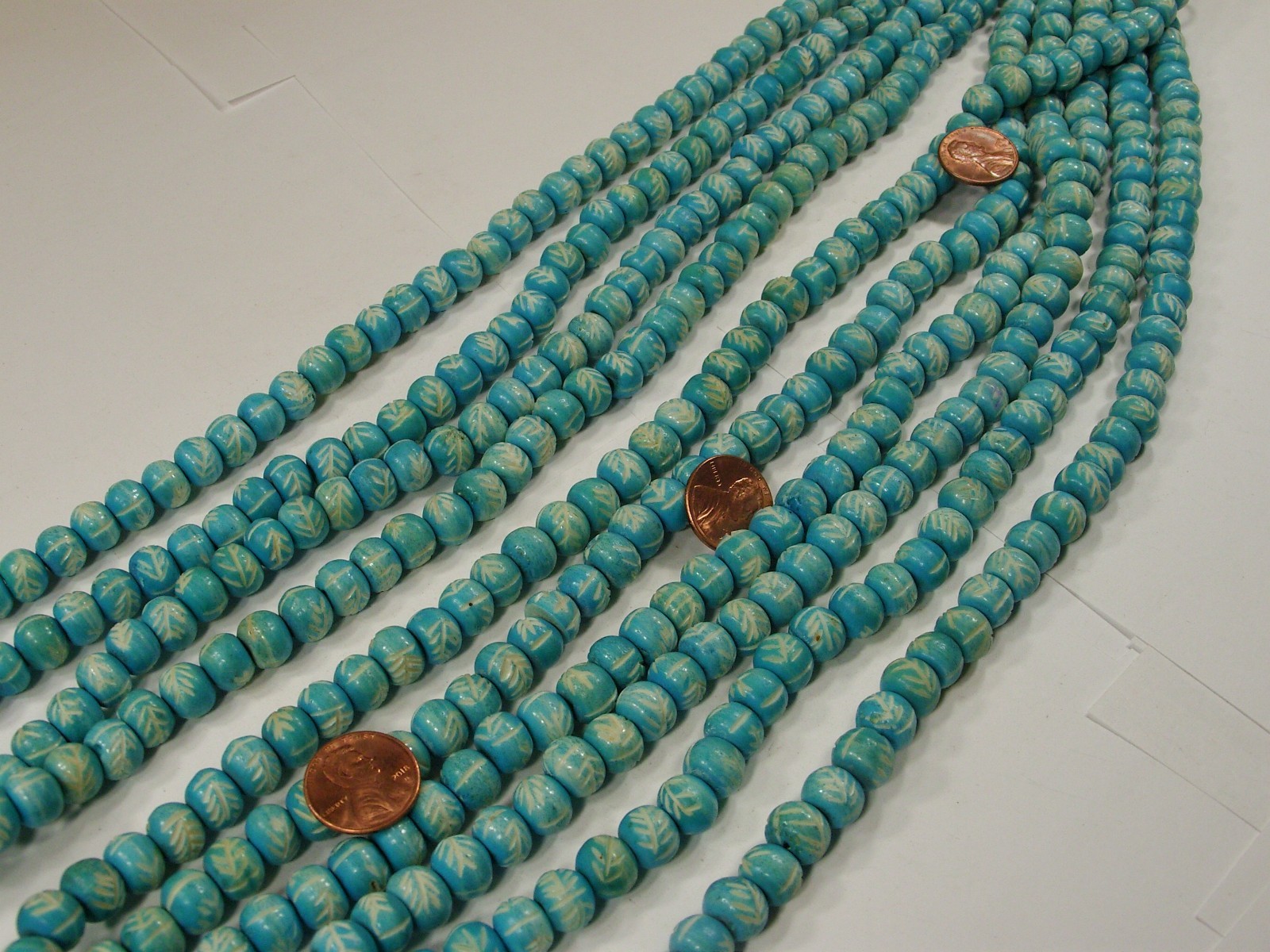 10 Strands 15″ (8mm x 10mm) India Handmade Water Buffalo Bone Beads (QBQ-6) ⭐