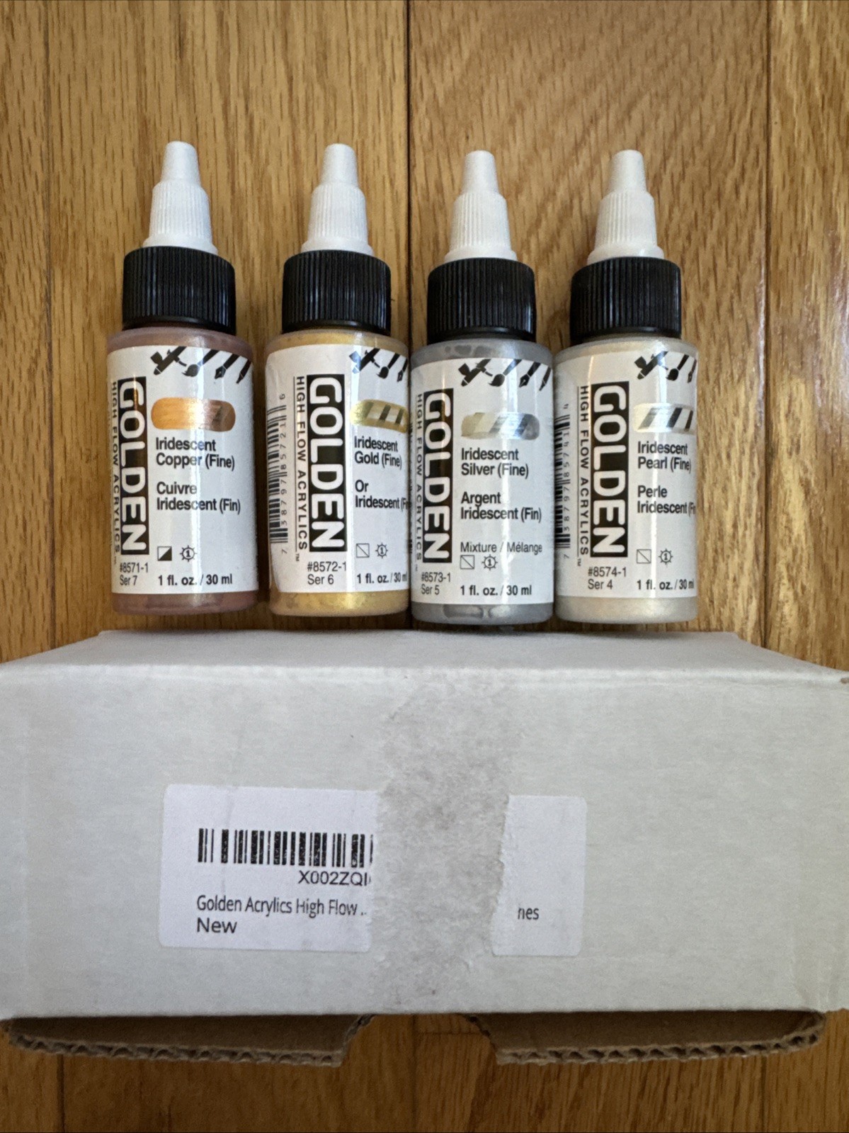 *NEW* 4-Color 1oz Iridescent Metallic High Flow Acrylic Paint Set for Airbrush
