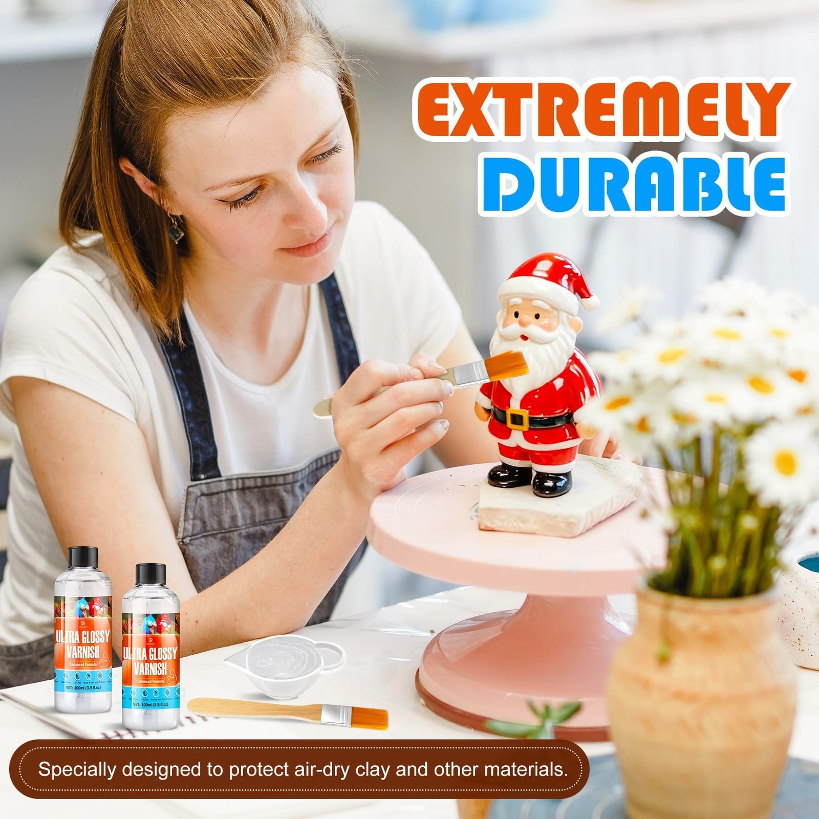 Air Dry Clay Glaze, 7oz Polymer Clay Glaze / Sealant High Gloss Varnish, Wate…