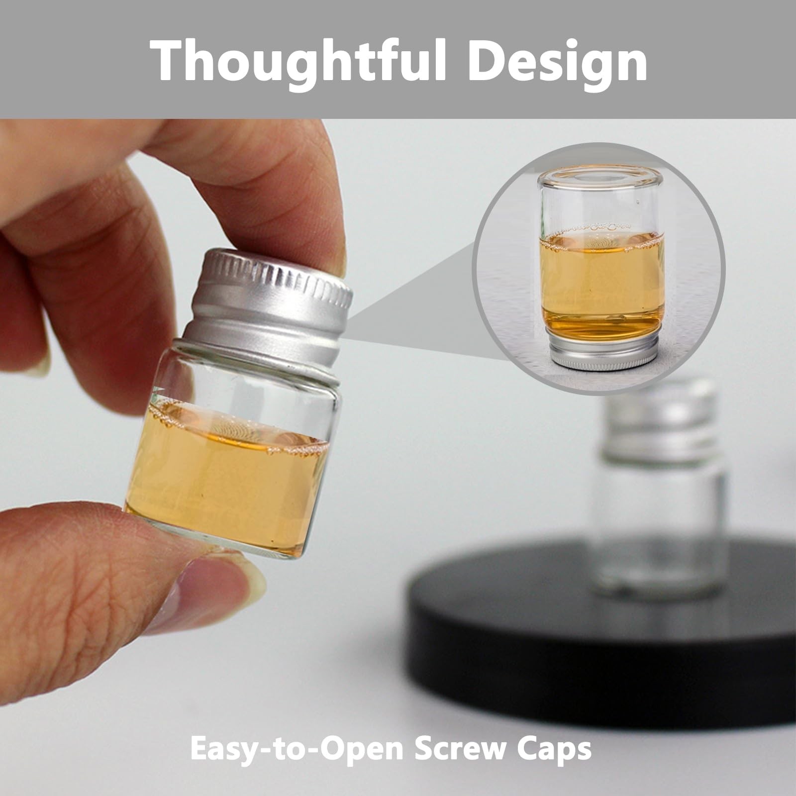 4Pcs 5ml Glass Jars with Lids Mini Glass Bottles Tiny Miniature Bottles Screw…