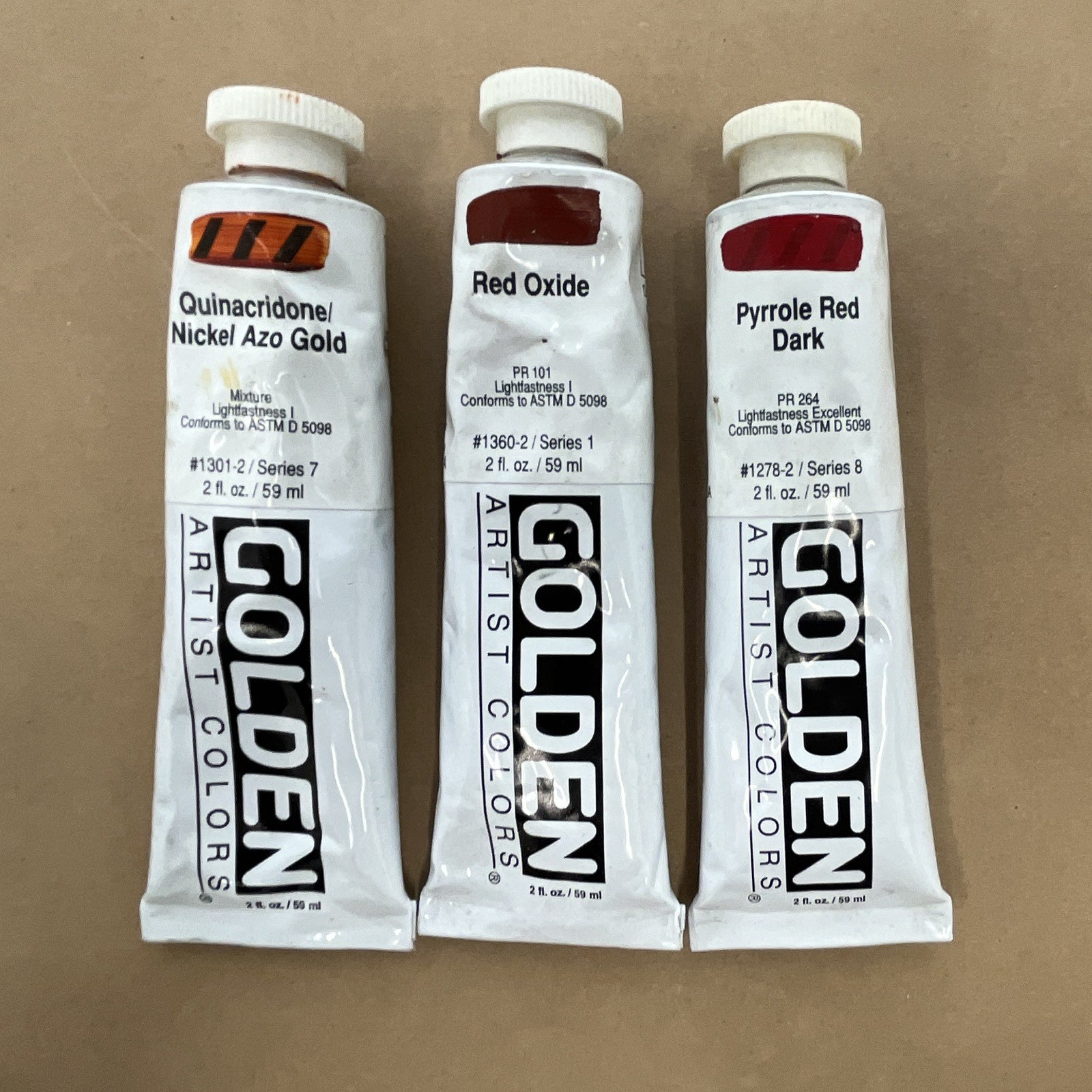 Oil And Acrylic Paint Tubes, Various Colors, Liquitex; Golden; Gamblin.