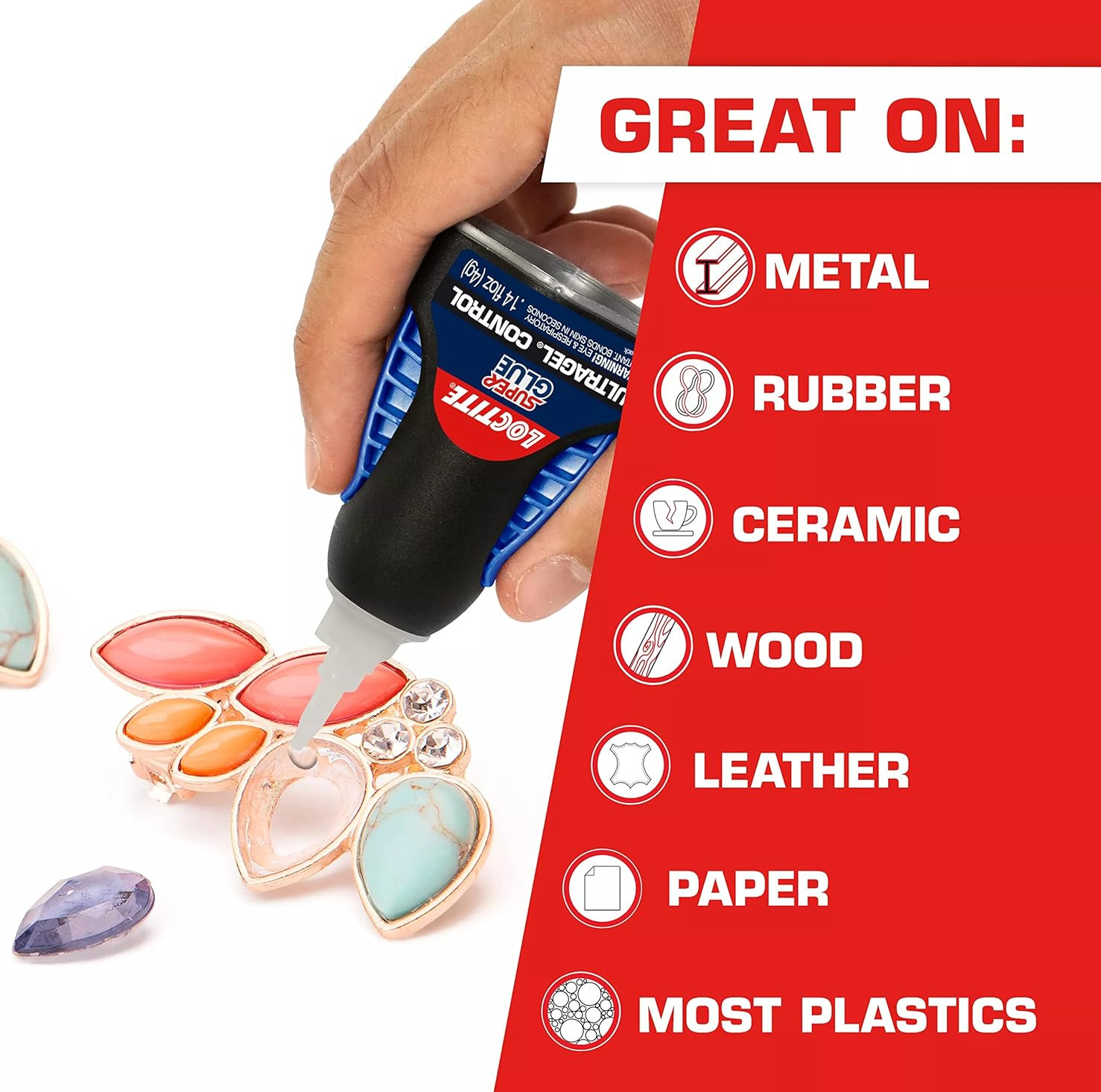 Loctite Super Glue Ultra Gel Control, Clear, 0.14 fl oz Bottle, 1 Pack –