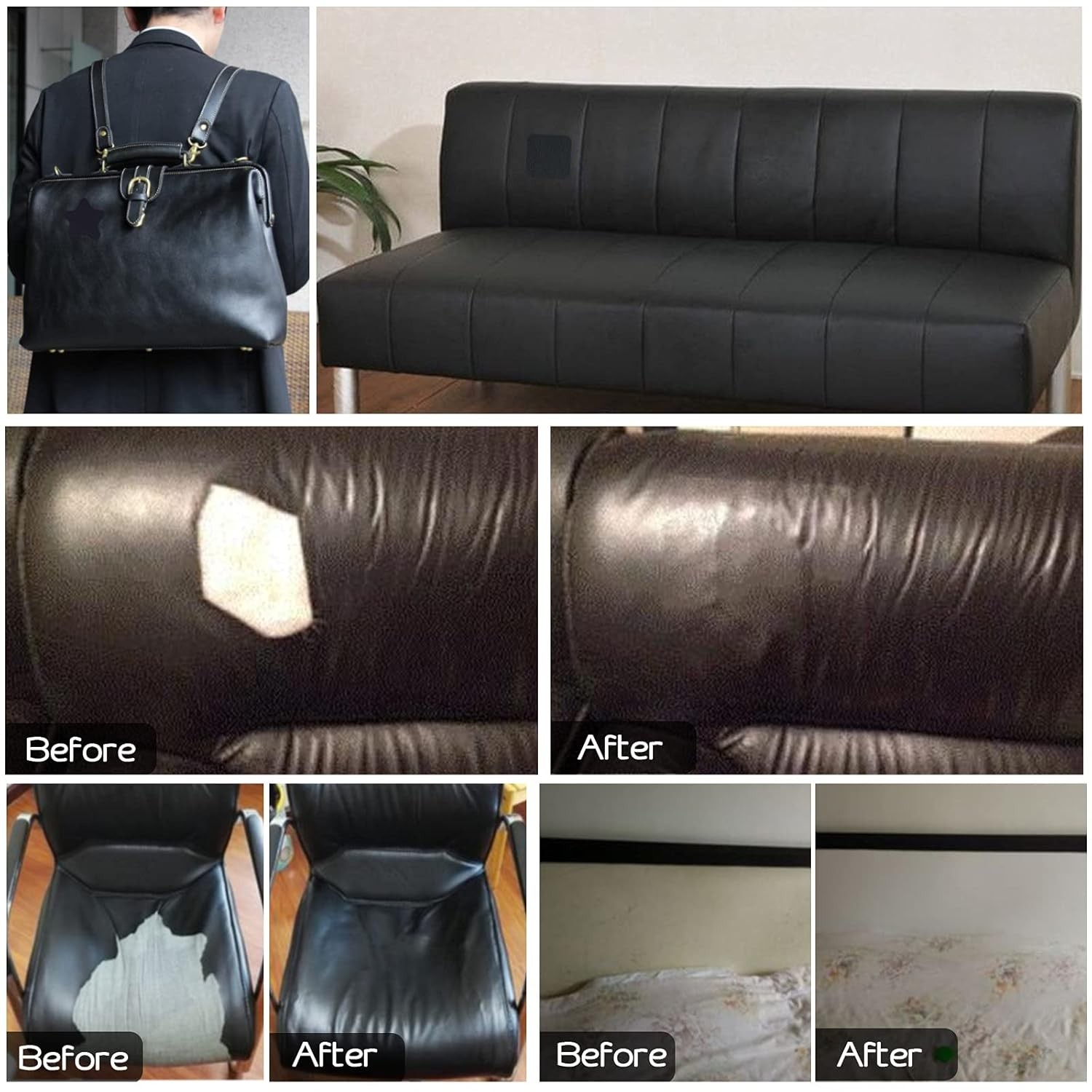 Self-Adhesive Vinyl Fabric Faux Leather Repair Patch for Car seat Sofas Kit