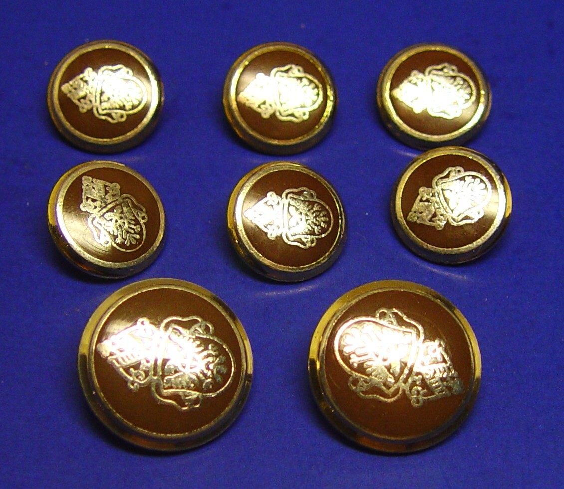 UNKNOWN BRAND replacement button 8 gold tone metal w/brown enamel Good Used Cond