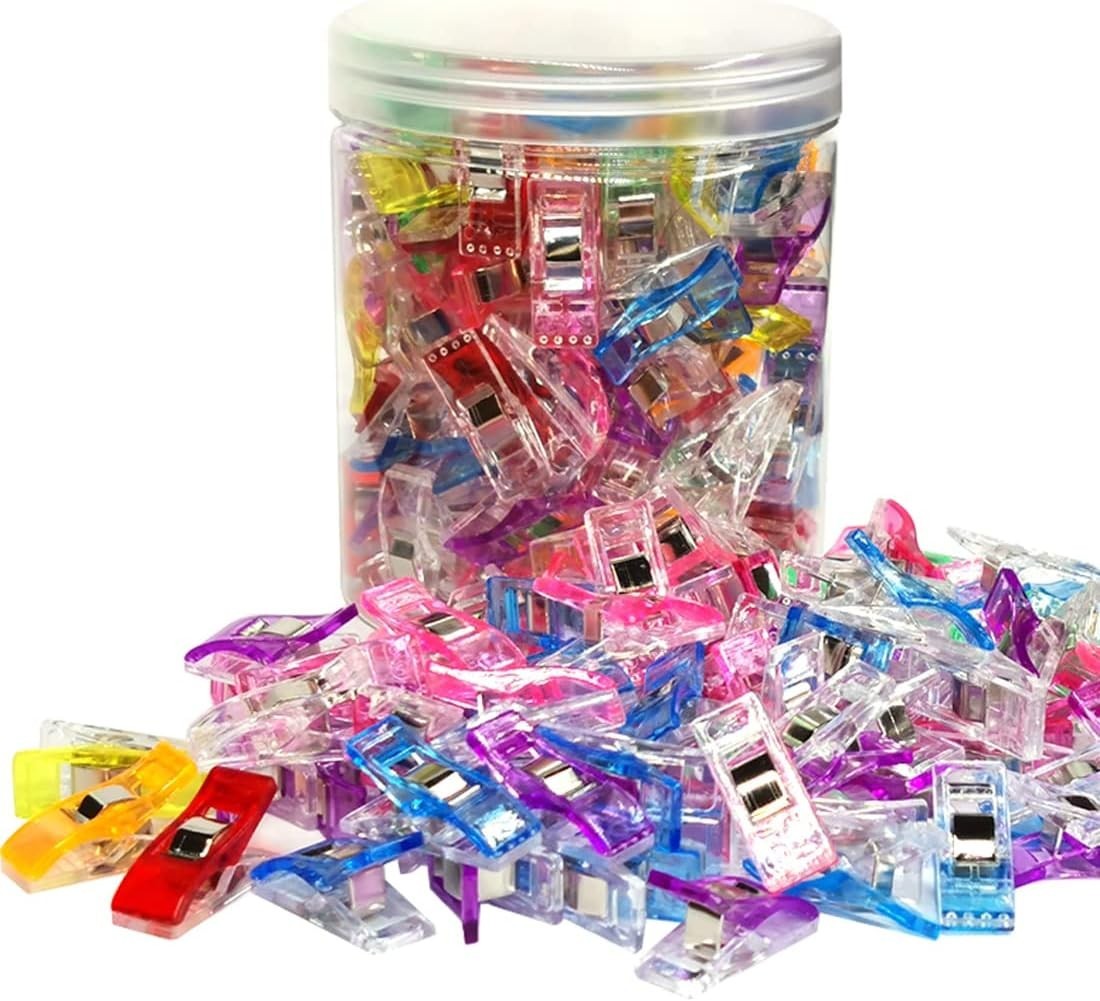 Sewing Clips 30 or 120 Pcs with Plastic Jar, Fabric Clips, Premium Quilting Clip