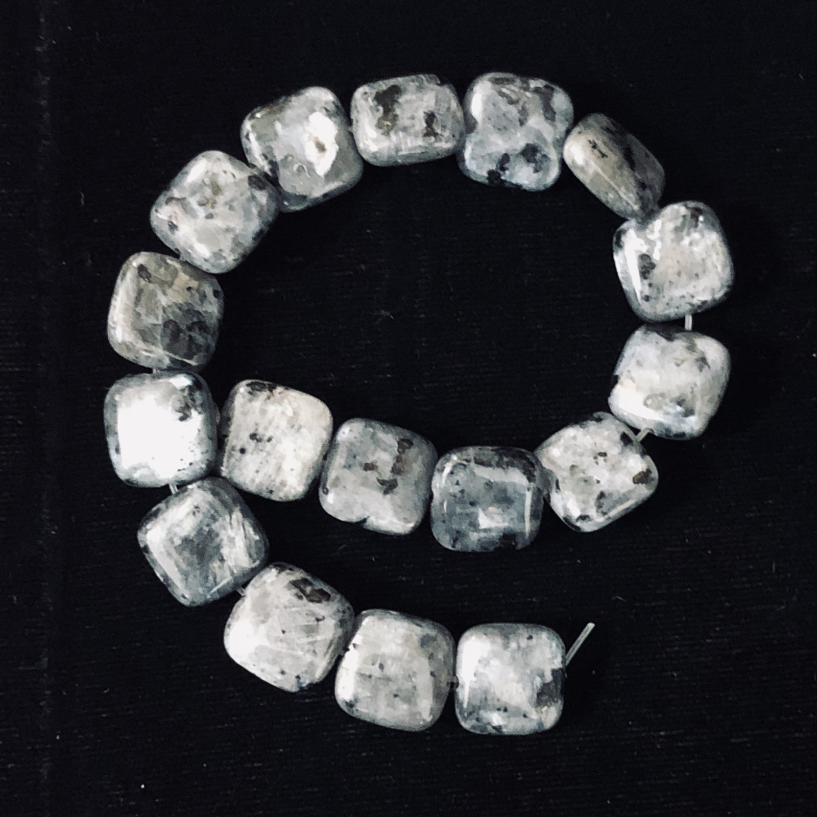 Speckle Labradorite Square Coin Bead 7.5 inch Strand | 12x12x5mm | 17 Beads |