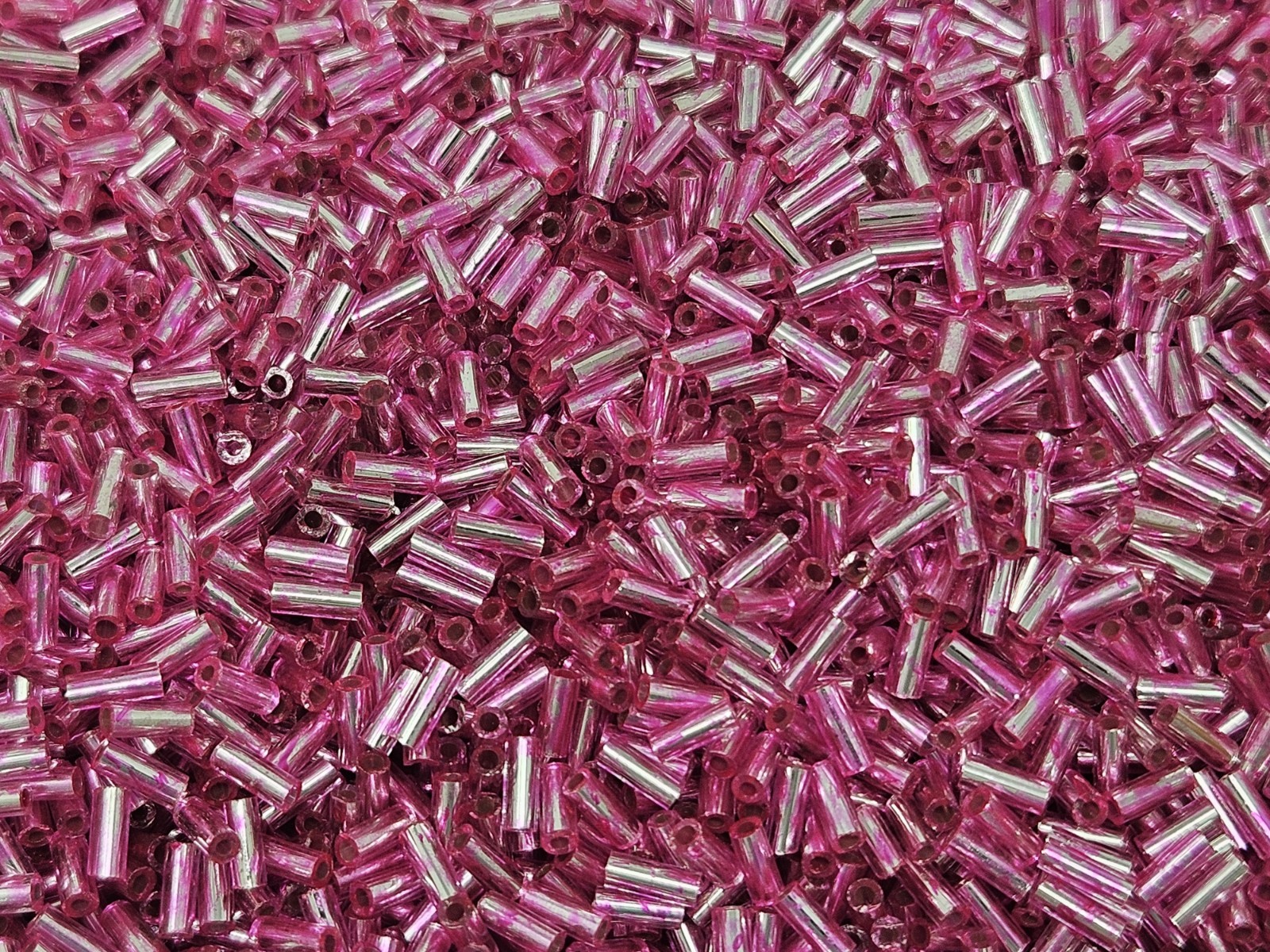 4oz Iridescent Pink AB Iris Size #2 Glass Tube Bugle Loose Beads 5mm