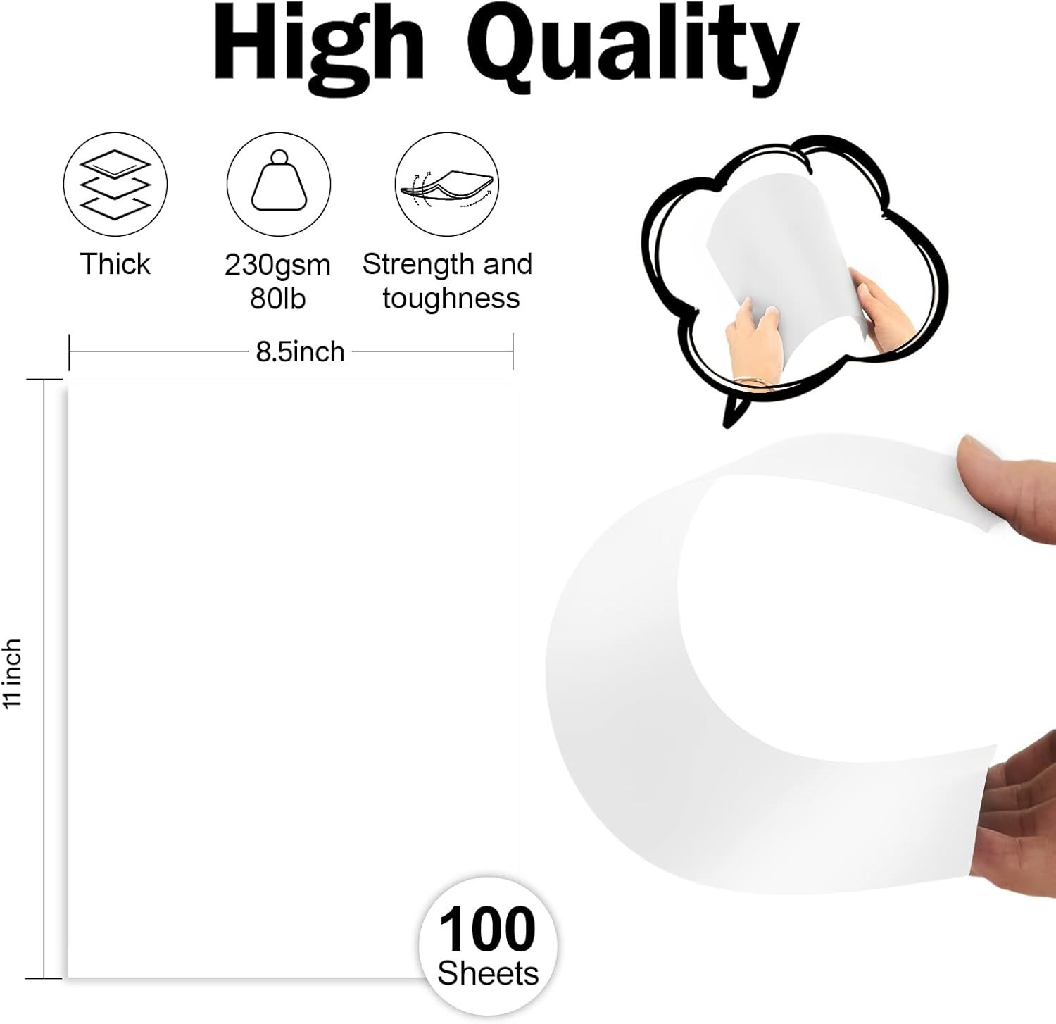 100 Sheets White Cardstock 8.5 x 11 Certificate Paper, White Card Stock Print…