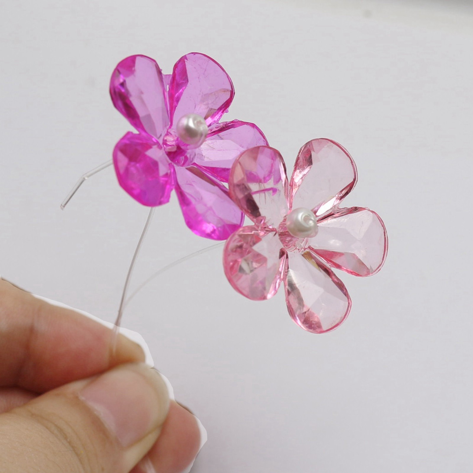 Craft DIY Mixed Colour Transparent Acrylic Charm Beads Various Rose Flower Shape