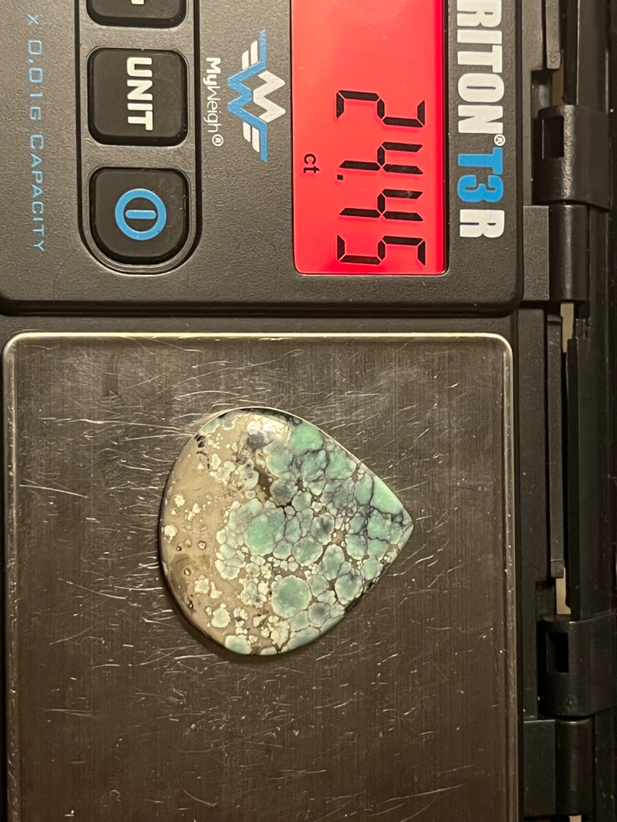 Poseidon Variscite “Starfox” mine 24.45 ctw Pear Tear drop Cabochon Tonopah NV