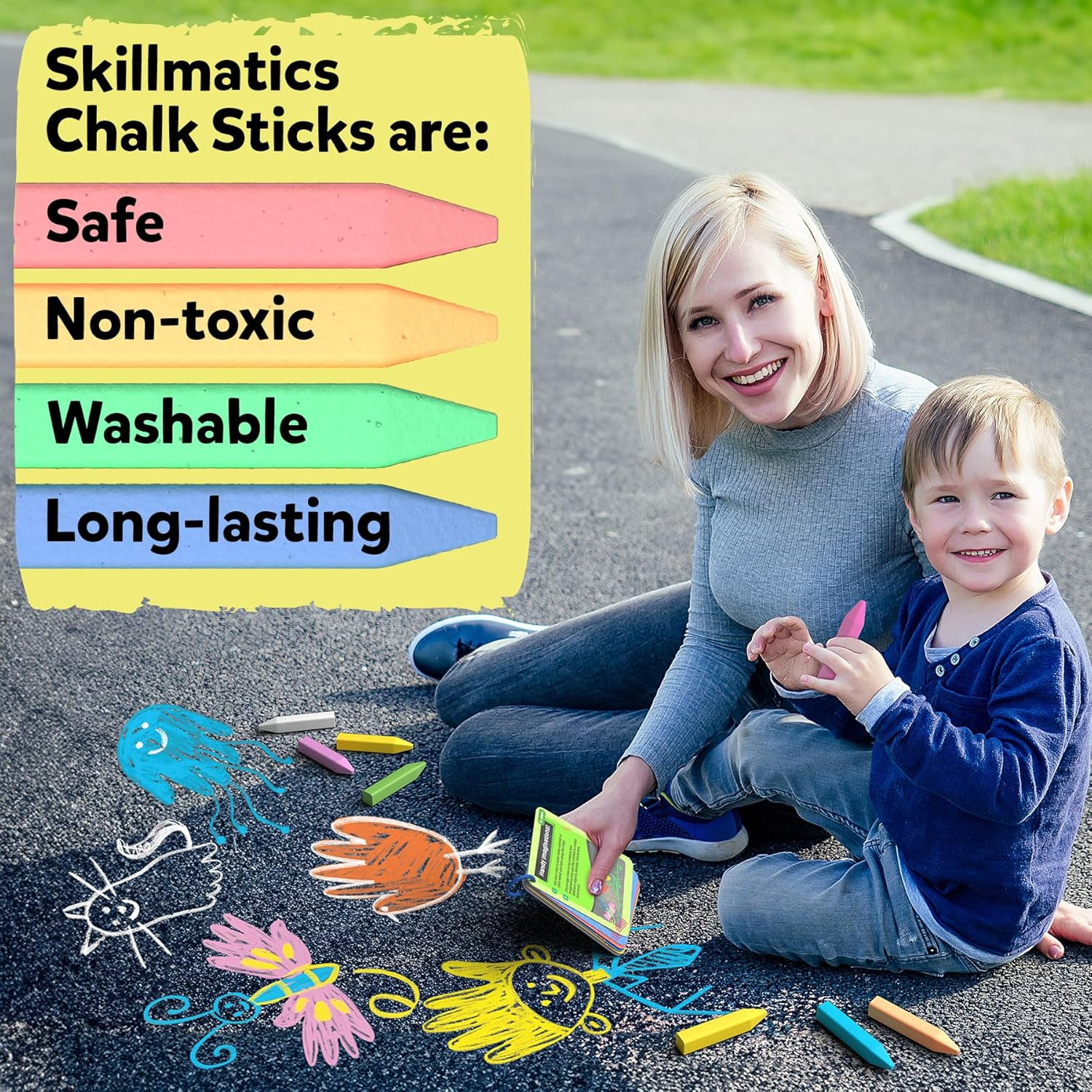 Sidewalk Chalk Activity Kit – Creative Outdoor Fun with 18 Washable Chalk Sticks