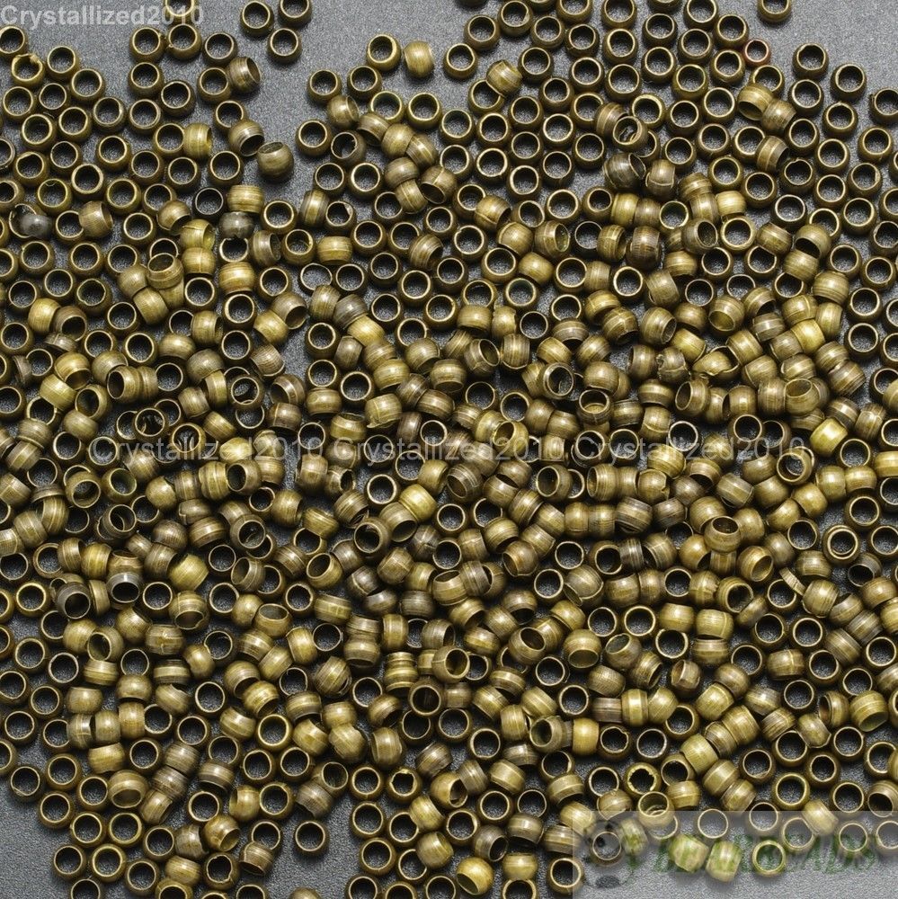 Silver Gold Pewter Bronze Copper Rondelle Crimp End Jewelry Finding Spacer Beads
