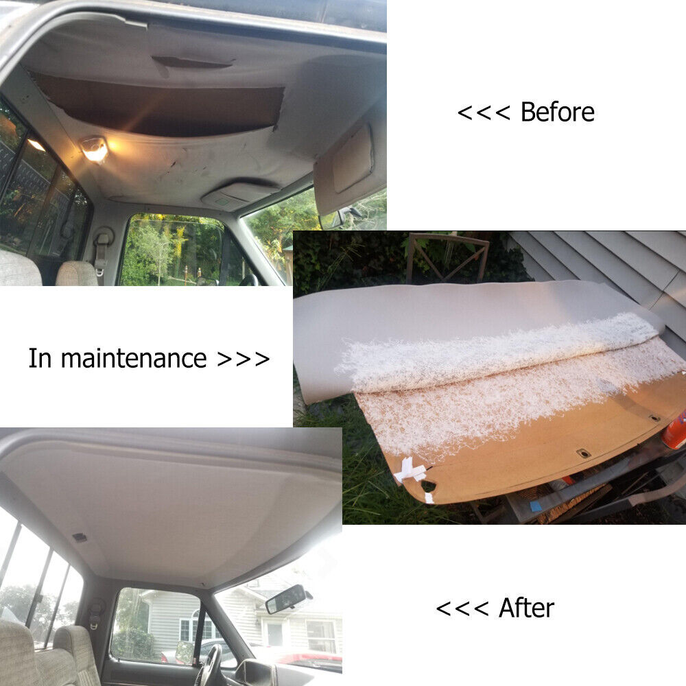 1/8″ Thick Suede Headliner Fabric Foam Back Auto Roof Repair Upholstery Material