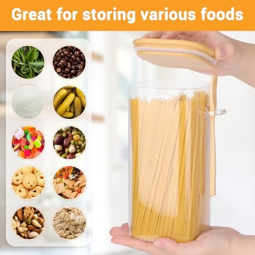 Glass Jars with Bamboo Lids and Spoons – 53 Fl.oz Square Pasta 53 fl.oz 2 Pack