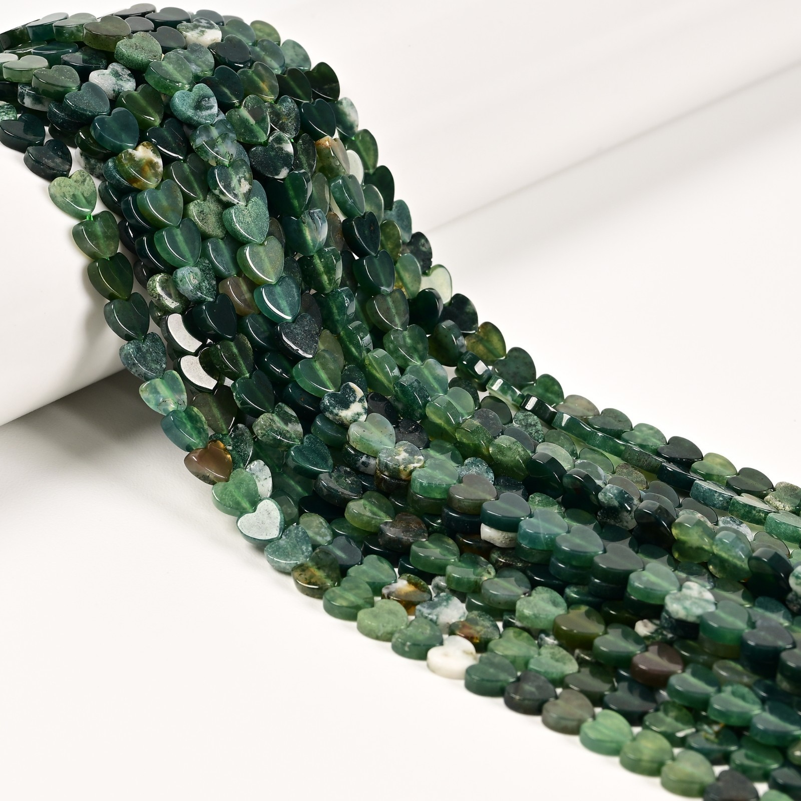 Mixed Gemstone Flat Heart Shape Beads Size 6mm 15″ Strand