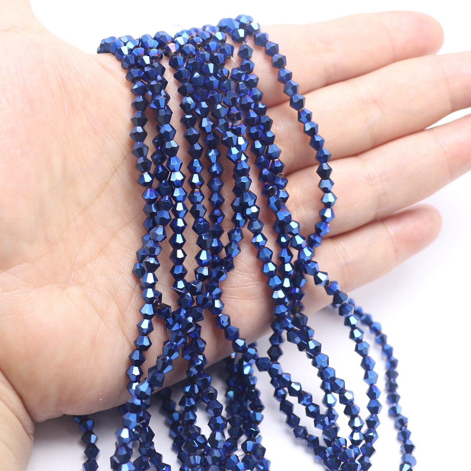 500pcs 4mm AB Coated Bicone Crystal Beads – Sparkling Luster Faceted Glass Beads