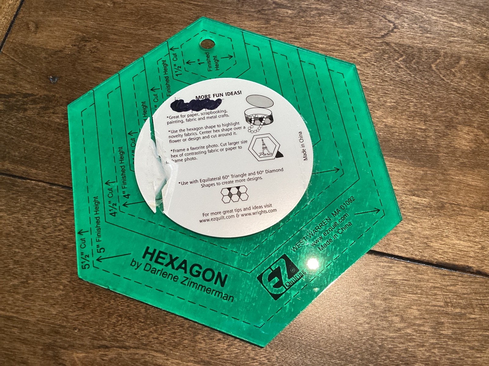 EZ Quilting by Wrights Hexagon Ruler – New