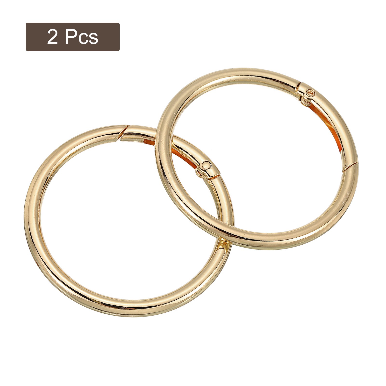 2pcs, Round Spring O Rings 2.32 Inch OD Trigger Buckle Snap Clips Light Golden