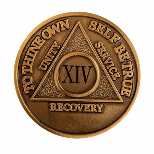 Bronze AA Medallion Sobriety Chip Year 1-60