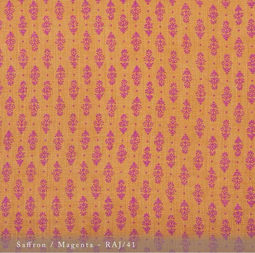 Lisa Fine Textiles Rajkot Saffron Magenta – RAJ/41 Fabric 100% Linen 4 Yards