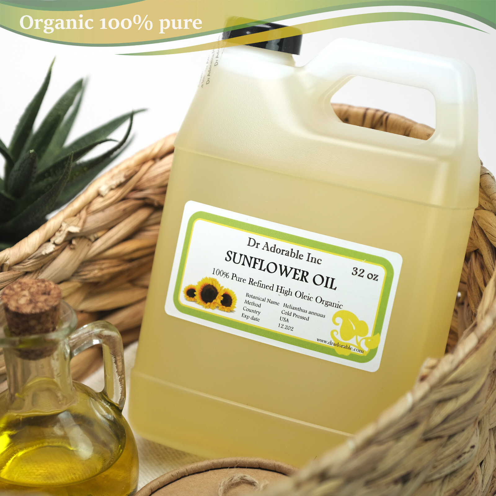 SUNFLOWER OIL REFINED BY DR.ADORABLE ORGANIC 100%PURE COLD PRESSED 2oz-UP TO 7LB