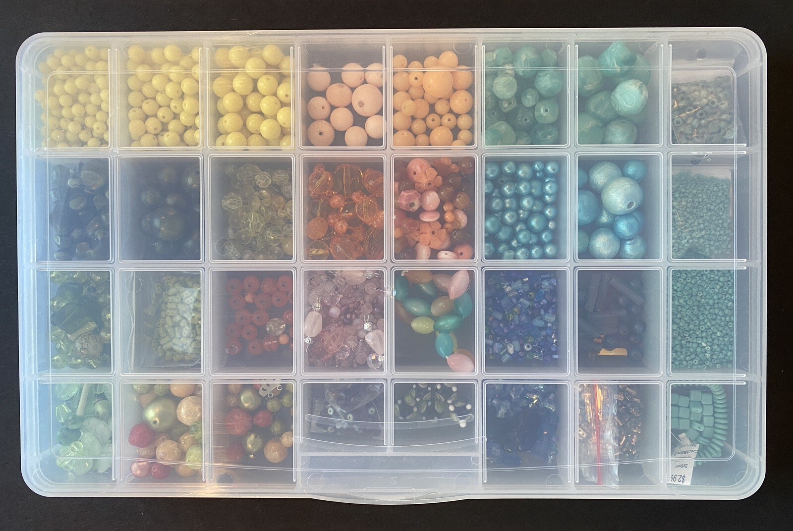 TRAY + COLORFUL BEADS! Vintage + Modern Glass Clay Plastic Acrylic Seed Lampwork