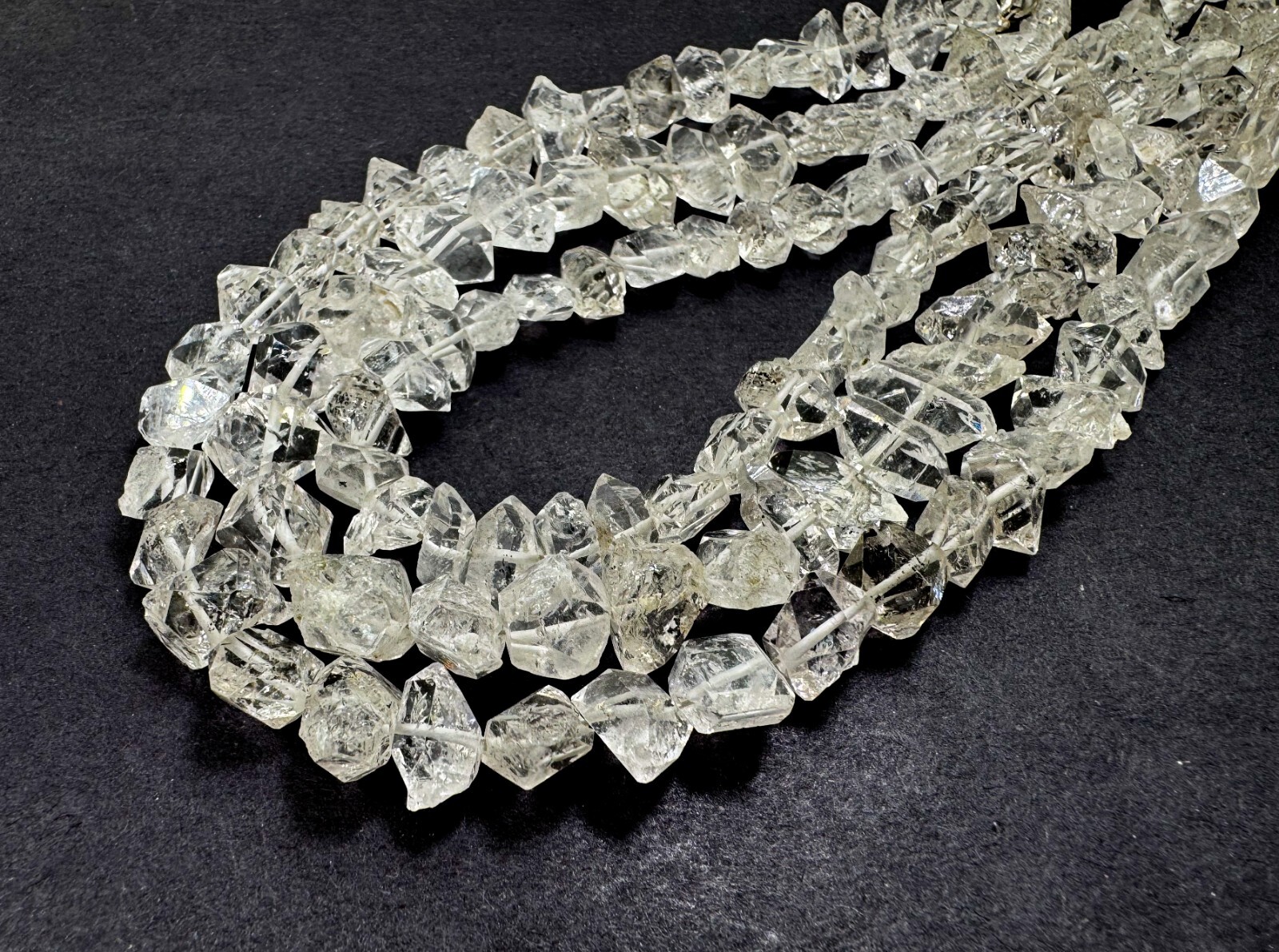 Natural Herkimer Diamond Quartz Beads Raw Double-Terminated Crystal Nuggets 24C