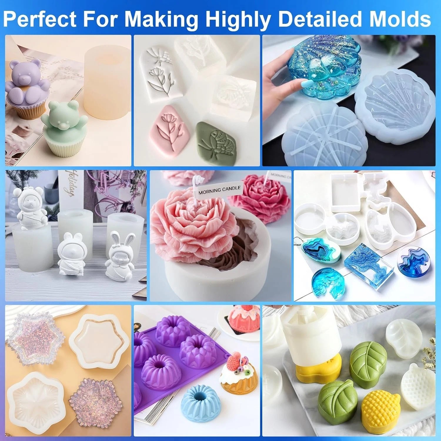 Silicone Mold Making Kit,64Oz Super Elastic Liquid Silicone for Mold Maker, Fast