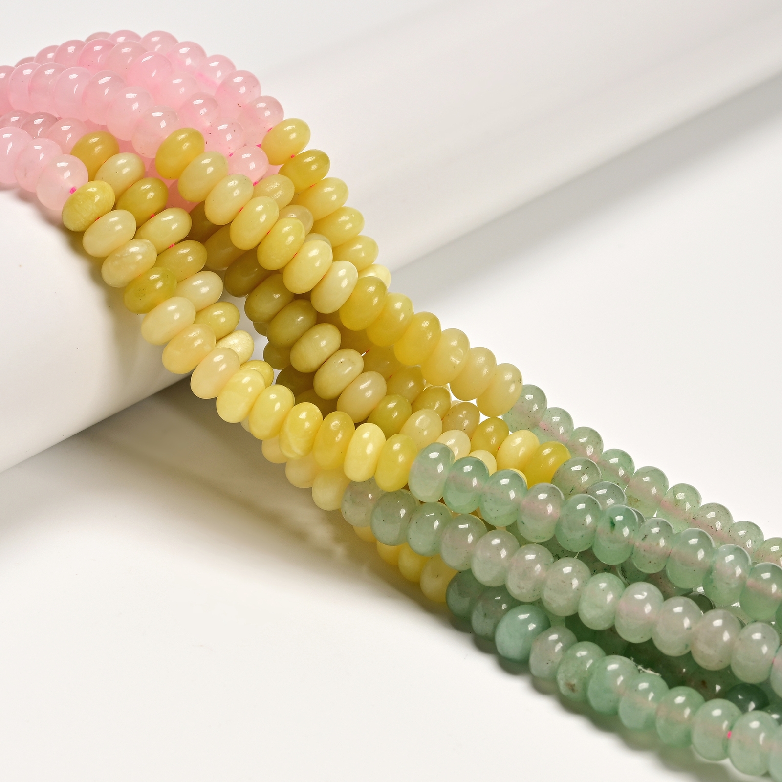 08-Multi-color Gemstone Smooth Rondelle Beads Size 5x8mm 15.5” Strand
