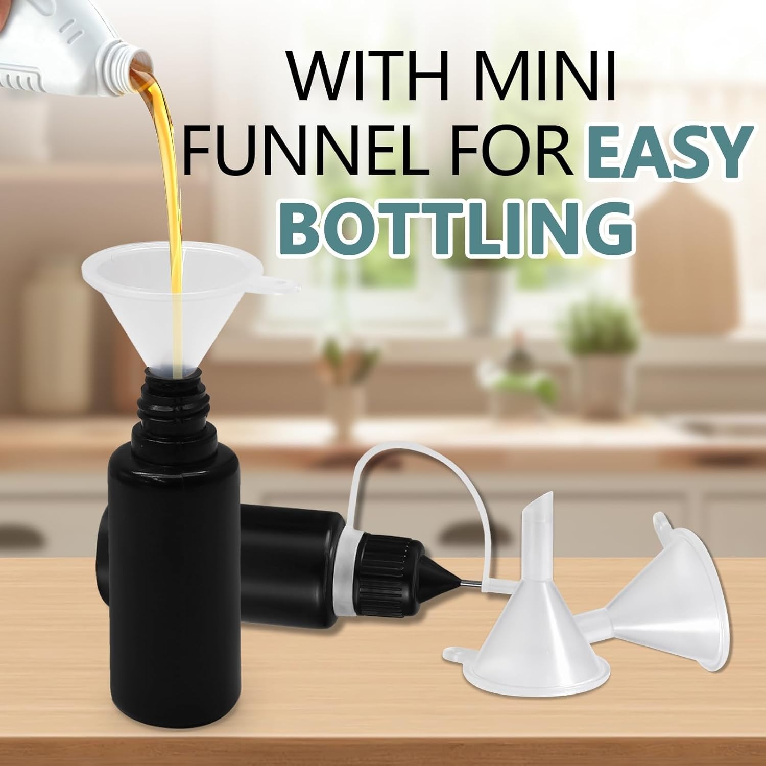Durable 30ml Black Squeeze Bottles with Mini Funnels for Precise Applications
