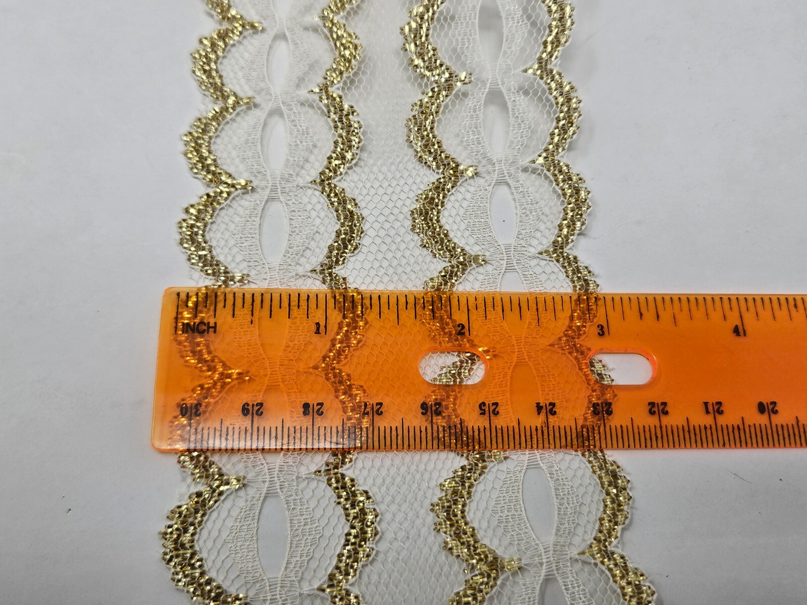 Bulk Spool 161 YDS Gold Natural Mylar Lace Trim 3″ Wide VTG Sewing Craft Ribbon