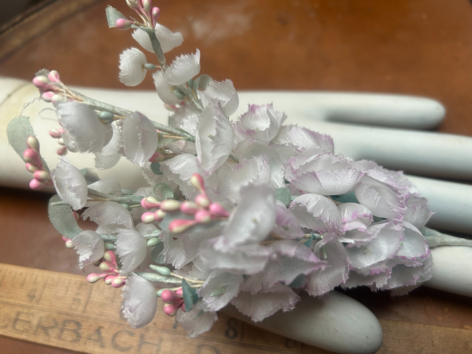 vintg 1940s lilies of the valley flowers 2 bundles 12 branches white lilac Japan